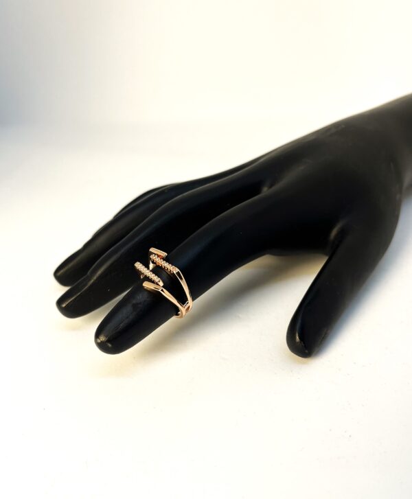 TB Rose gold double line setting diamonds Anti Tarnish Adjustable ring - Image 4