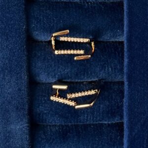 TB Rose gold double line setting diamonds Anti Tarnish Adjustable ring