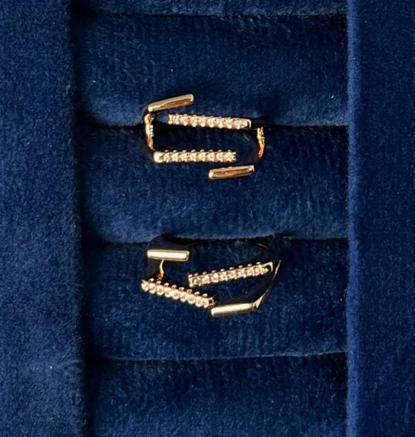 TB Rose gold double line setting diamonds Anti Tarnish Adjustable ring