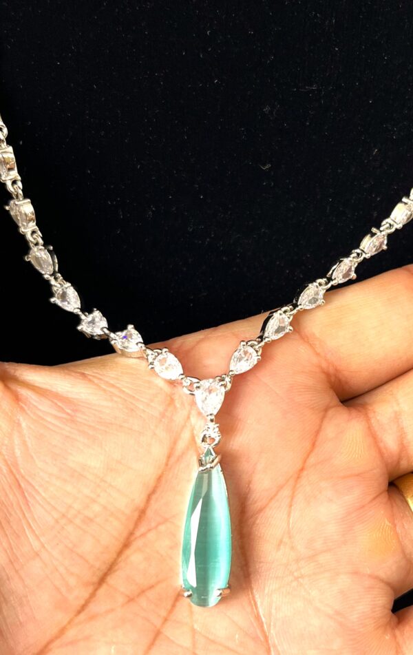 TB Sea green Ocean Drop cut with American Zircon Set