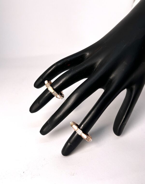 TB rose gold plated crystal studded Anti Tarnish Adjustable finger ring - Image 3