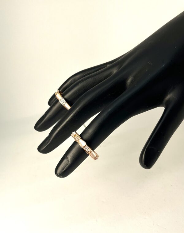 TB rose gold plated crystal studded Anti Tarnish Adjustable finger ring - Image 4