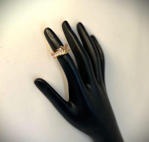 TB rose gold plated LV crystal studded Anti Tarnish ADJUSTABLE Ring - Image 5