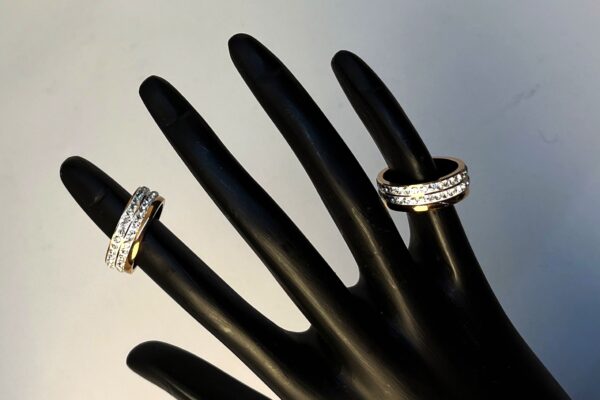 TB Rose Gold Band with White Meena diamond stringsetting 2 - Image 7