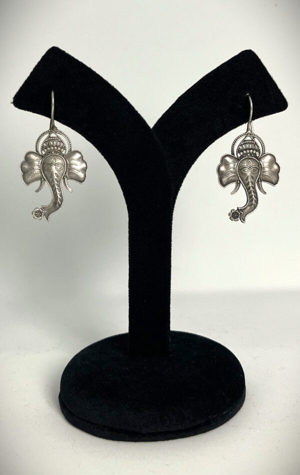 TB antique silver replica elegant and stylish ganesh ji earrings - Image 2