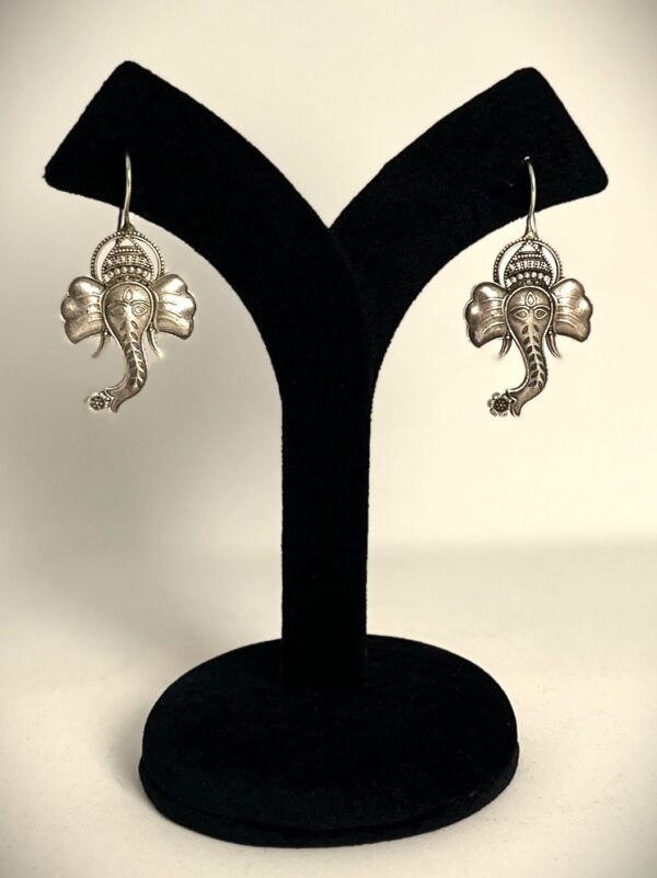 TB antique silver replica elegant and stylish ganesh ji earrings - Image 3