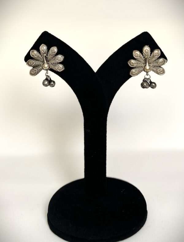 TB antique silver replica elegant and stylish peacock earring