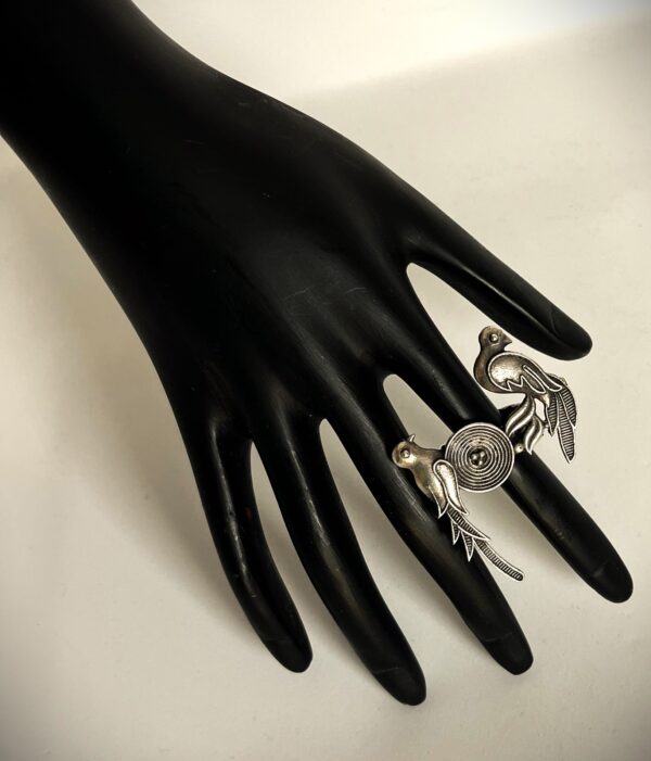 TB antique silver replica elegant and stylish twin bird ring (love birds) - Image 2