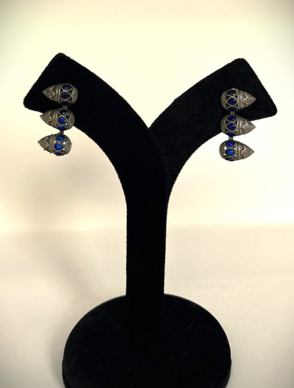 TB antique silver replica elegent and stylish earring  with blue stone