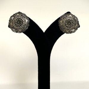TB Mughal royal design circular setting in silver replica earrings