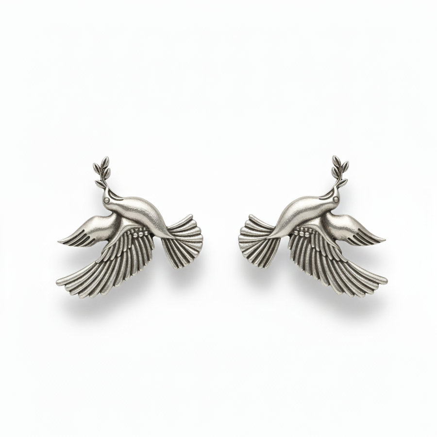 Oxidized Dove Bird Earrings – Symbol of Peace & Elegance - Image 2