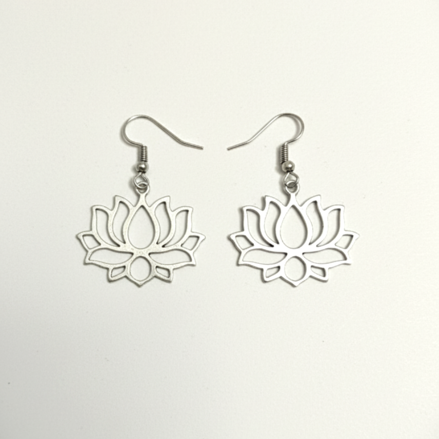 Oxidized Lotus Flower Earrings – Spiritual & Elegant Jewellery - Image 2
