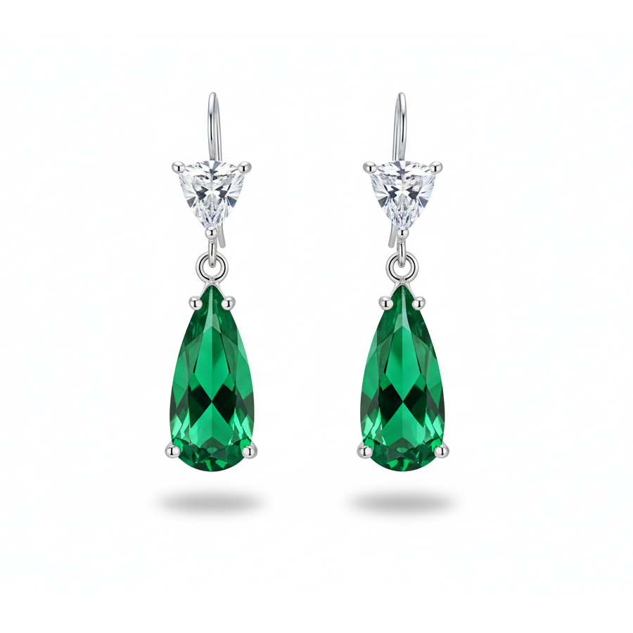 Elegant Green Teardrop Necklace Set – Silver Plated with Matching Earrings - Image 5