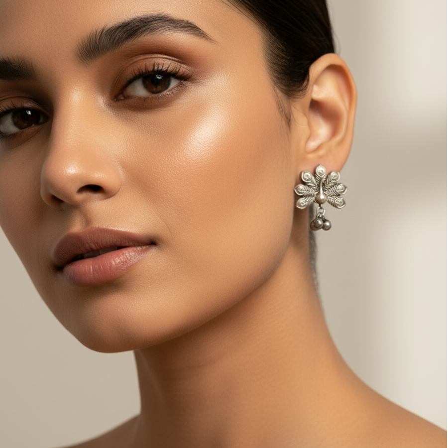 Oxidized Peacock Design Earrings – Ethnic Boho Jewellery