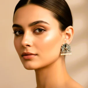 Oxidized Peacock Earrings with Pearl Danglers – Ethnic Statement Jewellery