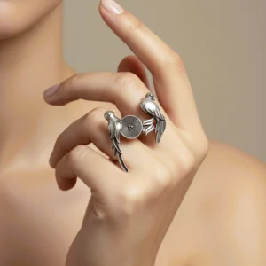 Oxidized Parrot Adjustable Ring – Unique Tribal Statement Jewellery