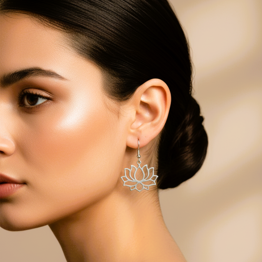 Oxidized Lotus Flower Earrings – Spiritual & Elegant Jewellery