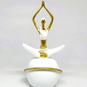 Golden Namaste Yoga Pose Figurine – Elegant Resin Sculpture (9 cm × 16.5 cm) | Toombox Serenity Collection