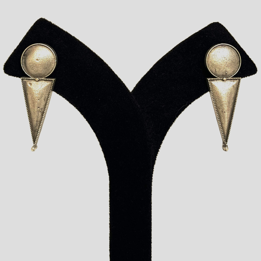 Oxidized Geometric Triangle Drop Earrings – Minimalist Statement Jewellery - Image 3
