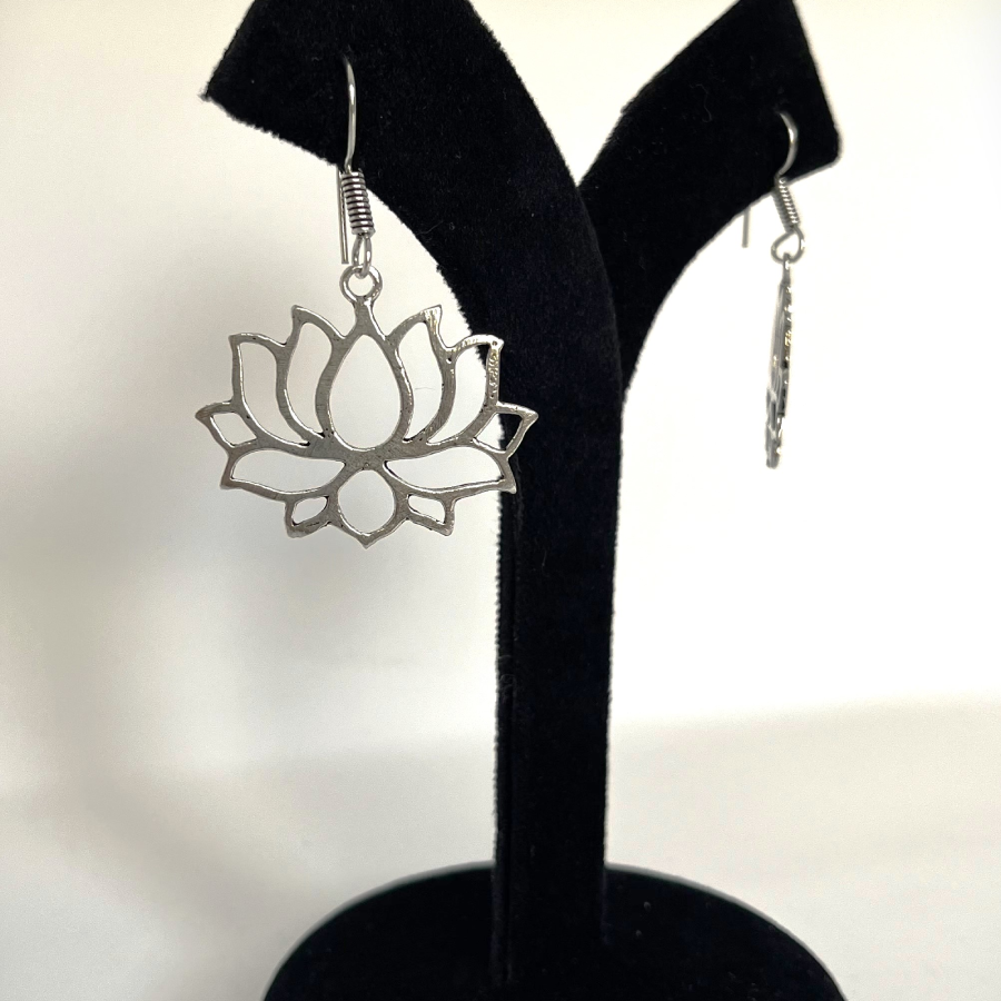 Oxidized Lotus Flower Earrings – Spiritual & Elegant Jewellery - Image 3