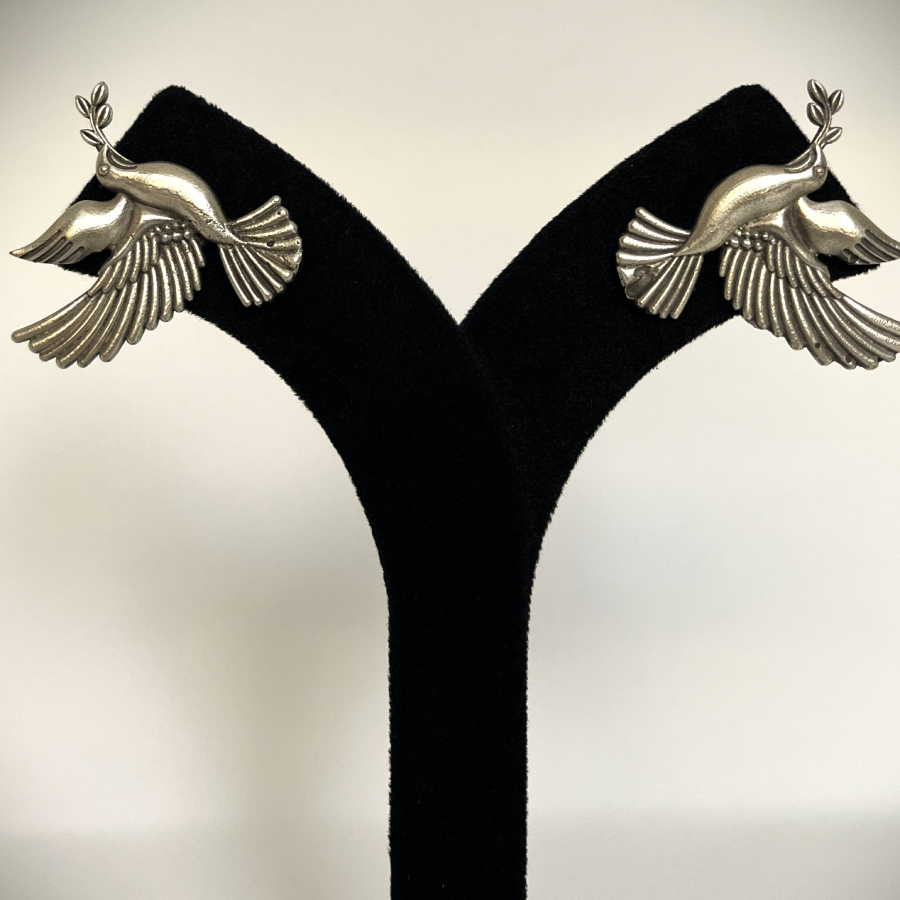 Oxidized Dove Bird Earrings – Symbol of Peace & Elegance - Image 4