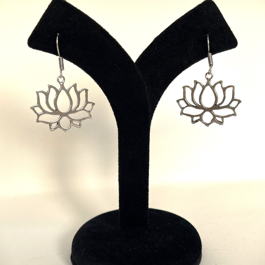 Oxidized Lotus Flower Earrings – Spiritual & Elegant Jewellery - Image 4