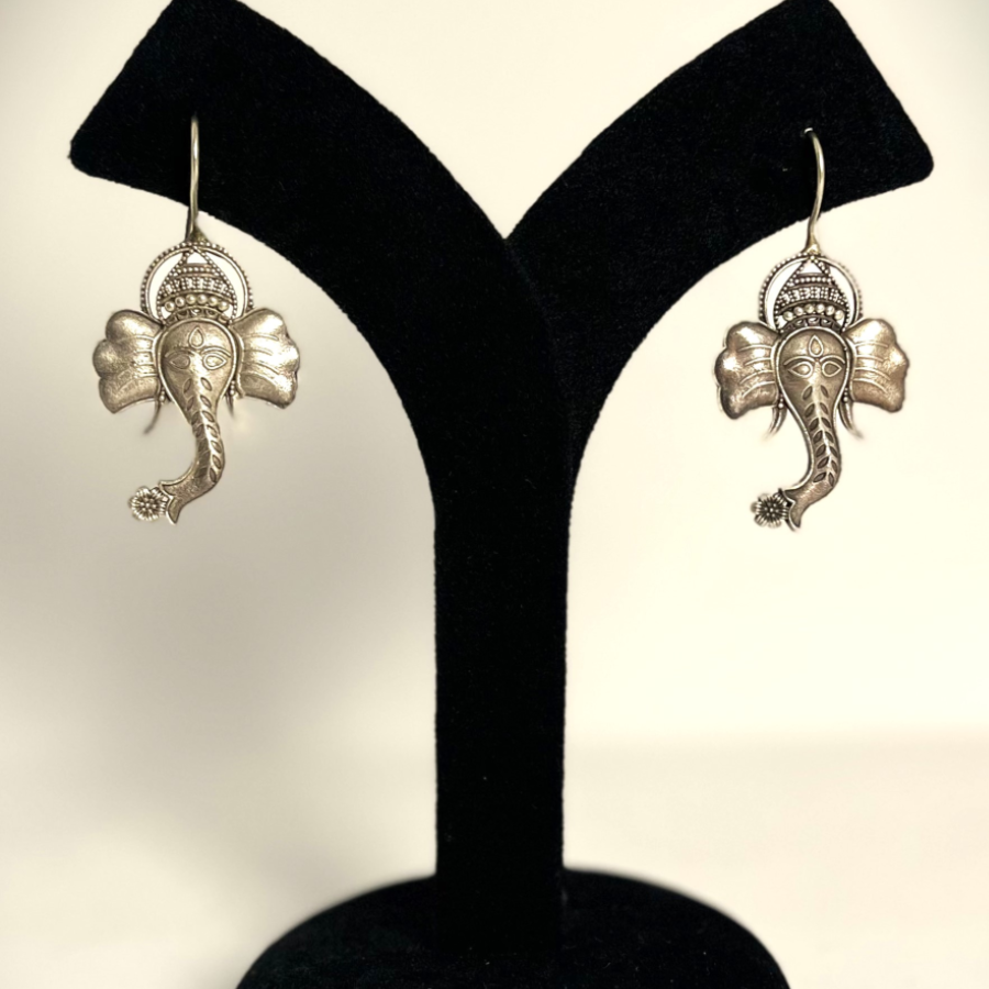 Oxidized Ganesh Design Earrings – Spiritual & Ethnic Jewellery - Image 5