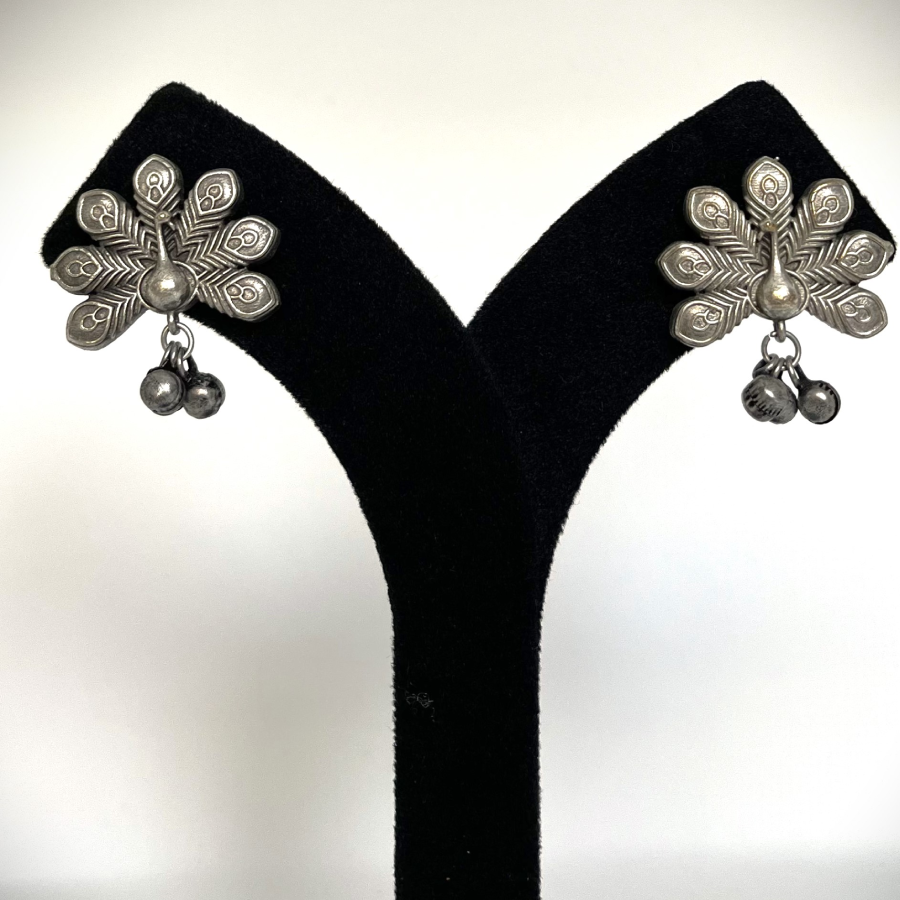 Oxidized Peacock Design Earrings – Ethnic Boho Jewellery - Image 5