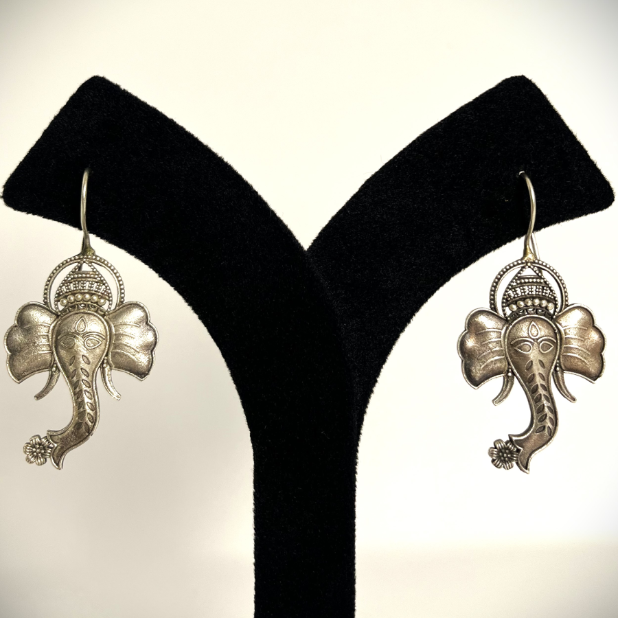 Oxidized Ganesh Design Earrings – Spiritual & Ethnic Jewellery - Image 6