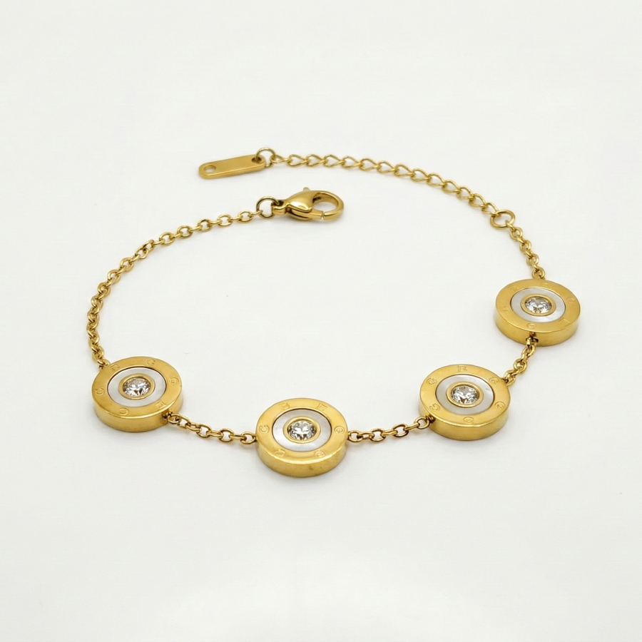 Gold Crystal Charm Bracelet – Five-Stone Adjustable Luxury Chain for Everyday & Occasion Wear - Image 2