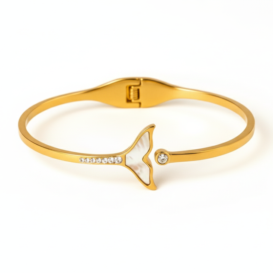 Elegant Gold Plated Mermaid Tail Bracelet with Crystal Detail - Image 3