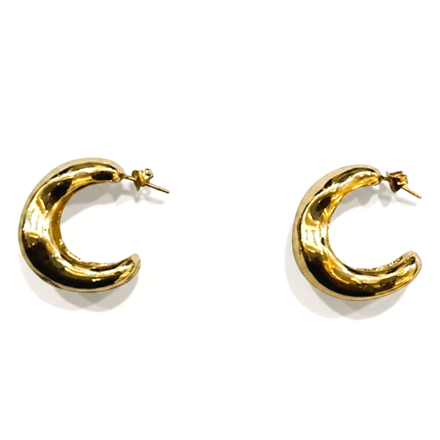 Elegant Minimalist Gold Crescent Hoop Earrings - Image 2