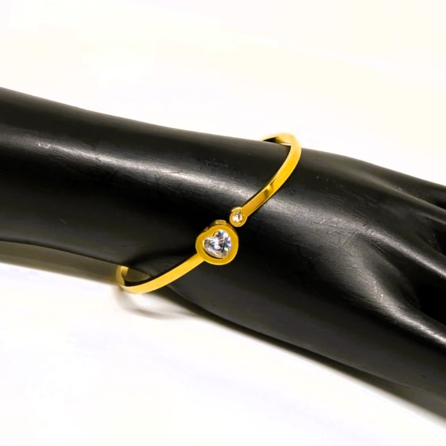 Stylish Gold Plated Clover Bracelet with Black Enamel - Image 2