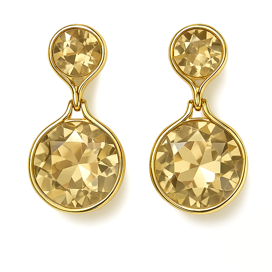 Elegant Gold Plated Crystal Drop Earrings - Image 2