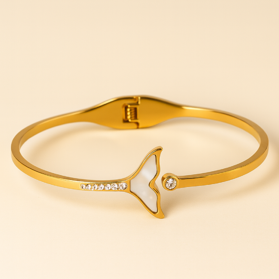 Elegant Gold Plated Mermaid Tail Bracelet with Crystal Detail - Image 4