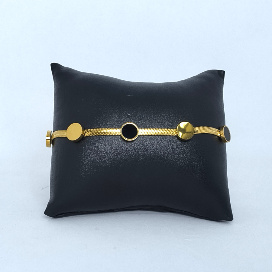 Black Enamel & Gold Minimalist Bracelet – Modern Everyday Luxury for Women - Image 3