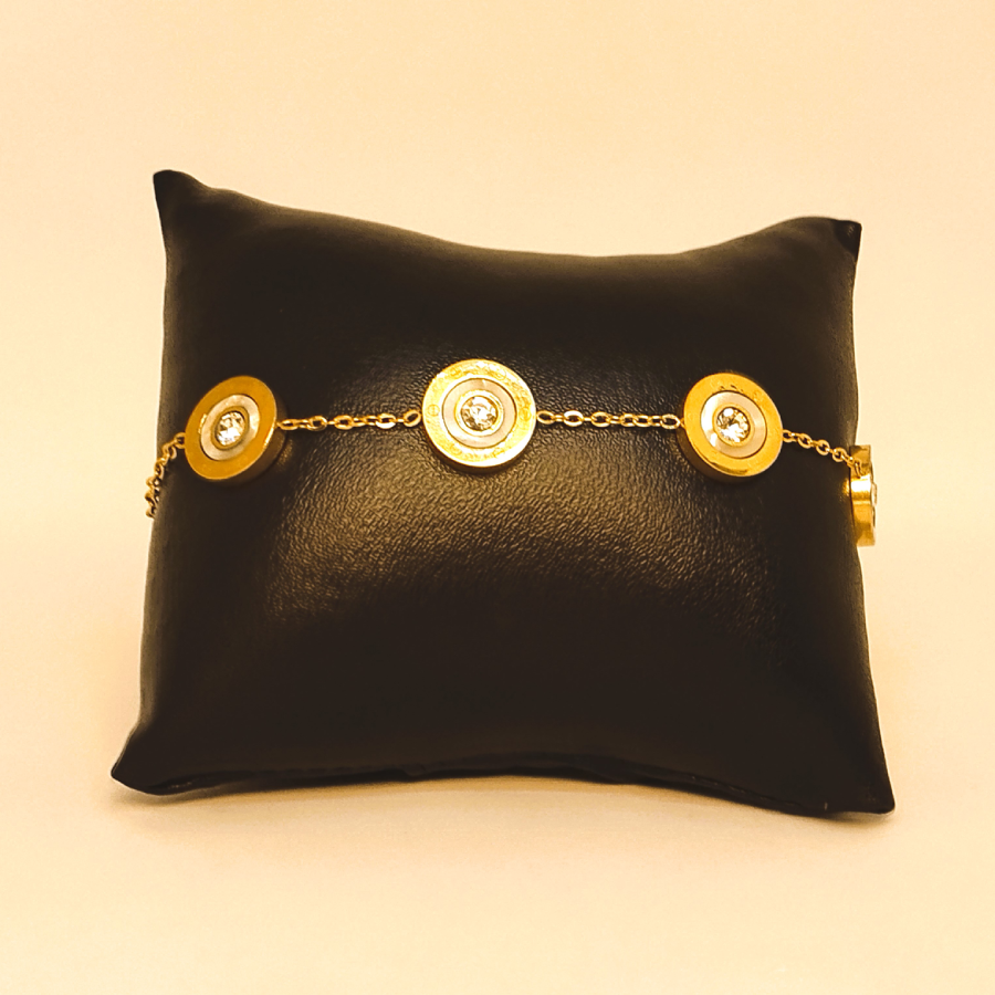 Gold Crystal Charm Bracelet – Five-Stone Adjustable Luxury Chain for Everyday & Occasion Wear - Image 3