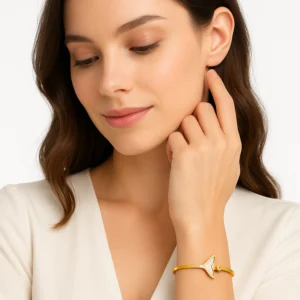 Elegant Gold Plated Mermaid Tail Bracelet with Crystal Detail