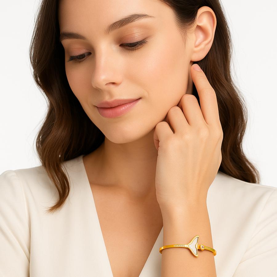 Elegant Gold Plated Mermaid Tail Bracelet with Crystal Detail