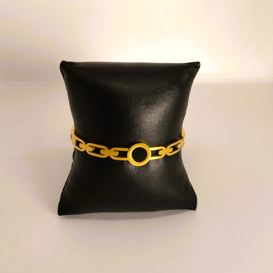 Gold-Plated Minimalist Bracelet with Black Enamel - Image 3