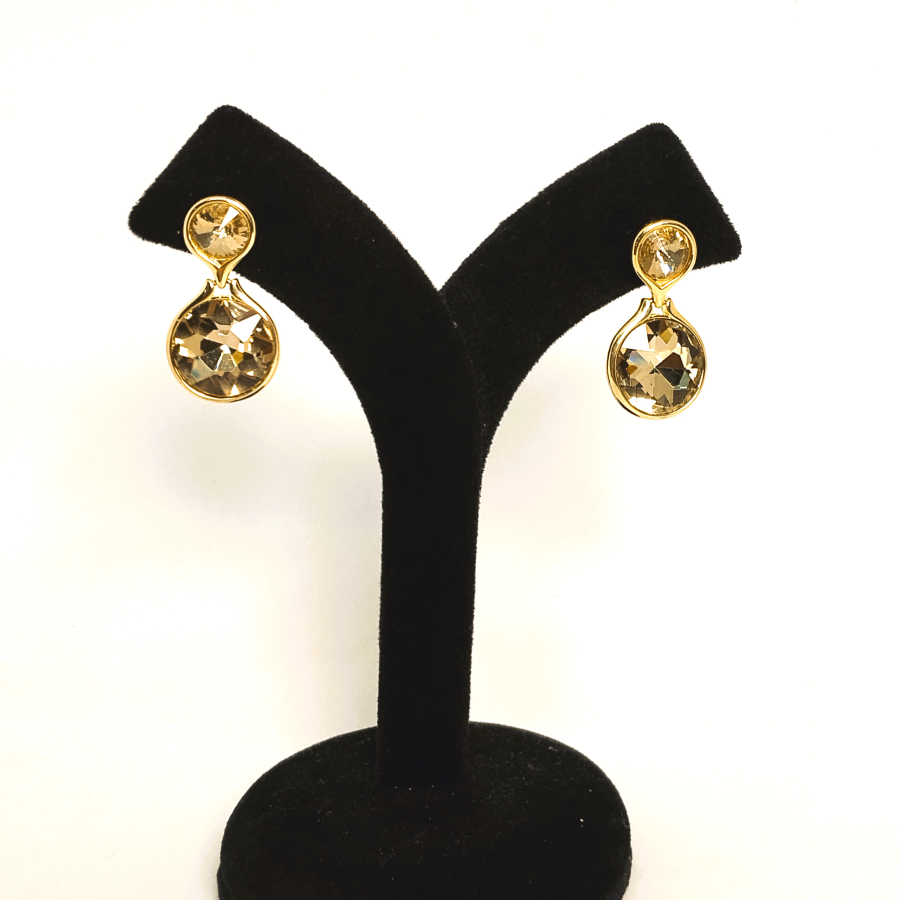 Elegant Gold Plated Crystal Drop Earrings - Image 3