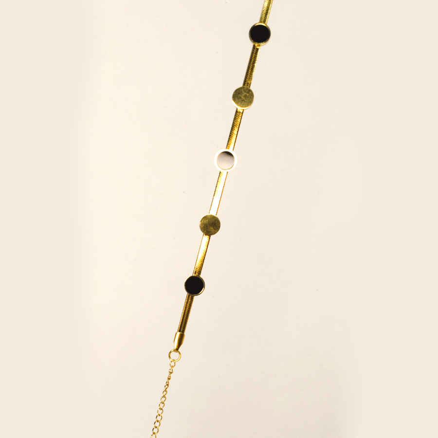 Black Enamel & Gold Minimalist Bracelet – Modern Everyday Luxury for Women - Image 4
