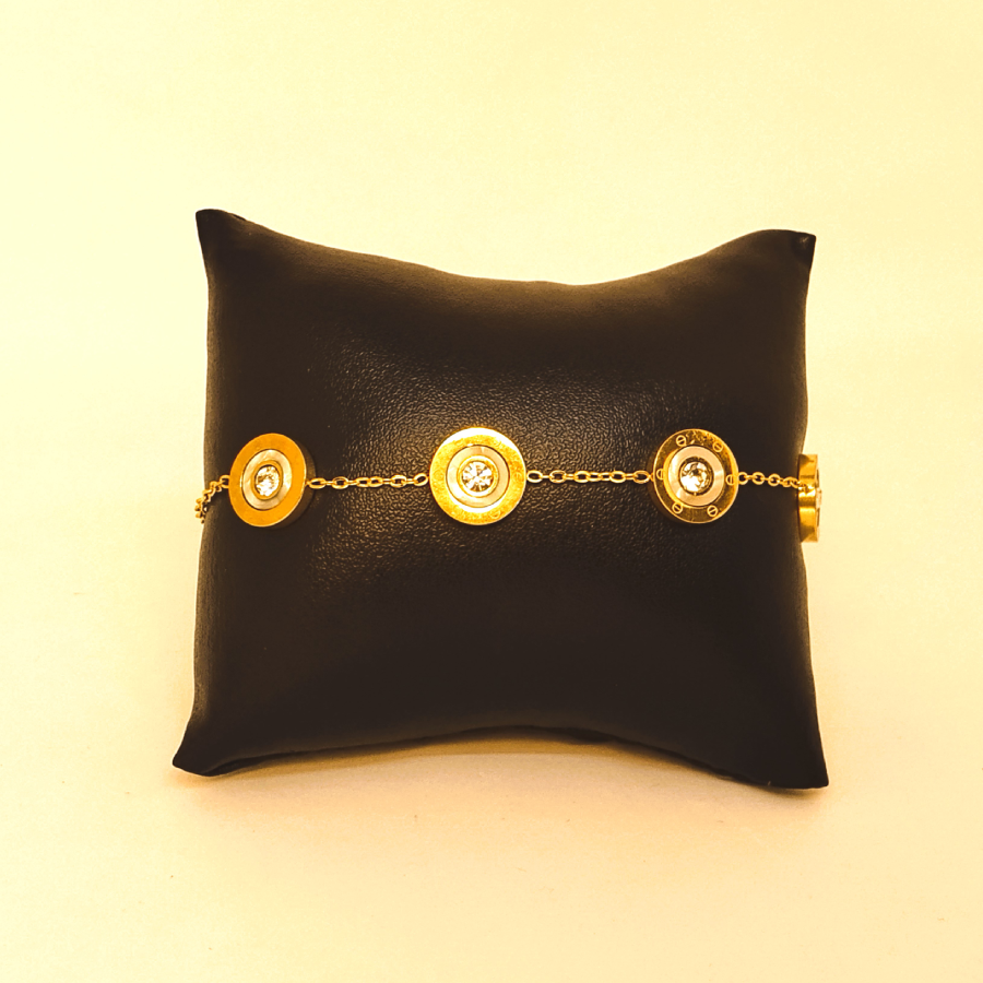 Gold Crystal Charm Bracelet – Five-Stone Adjustable Luxury Chain for Everyday & Occasion Wear - Image 4