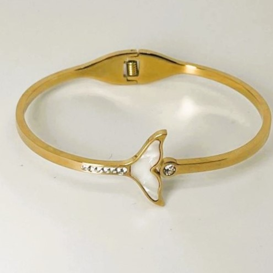 Elegant Gold Plated Mermaid Tail Bracelet with Crystal Detail - Image 5