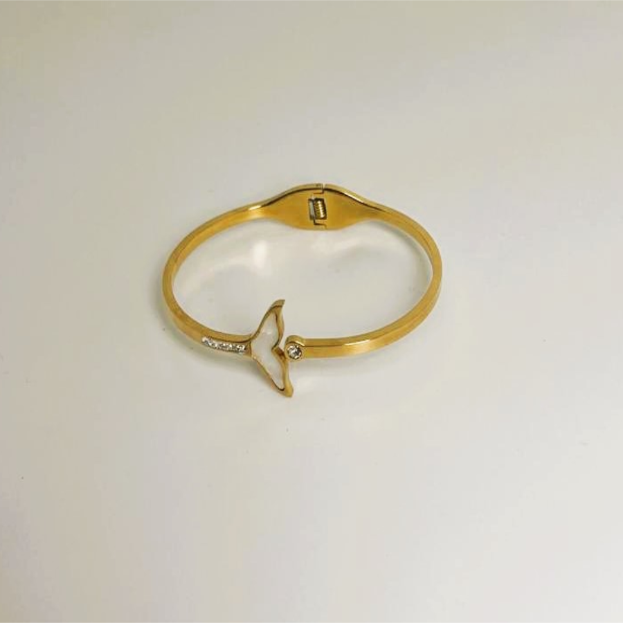 Elegant Gold Plated Mermaid Tail Bracelet with Crystal Detail - Image 6