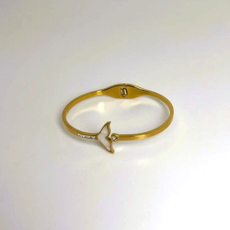 Elegant Gold Plated Mermaid Tail Bracelet with Crystal Detail - Image 7