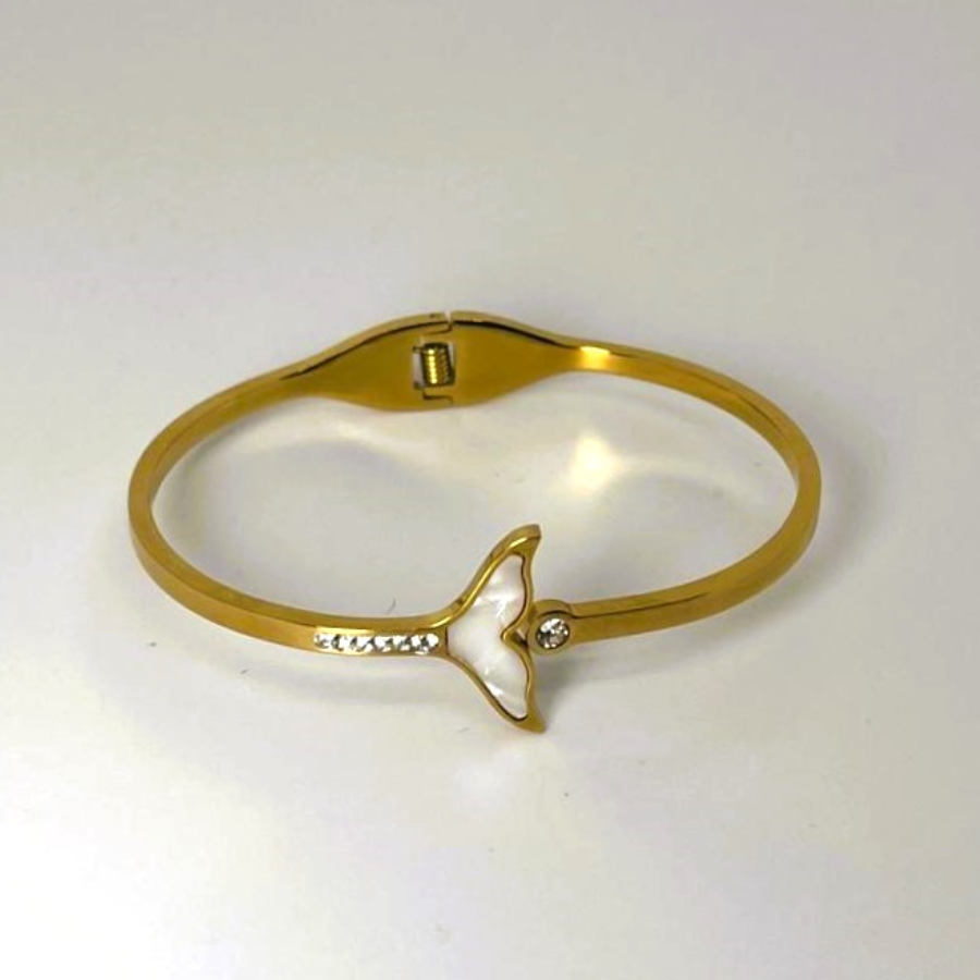 Elegant Gold Plated Mermaid Tail Bracelet with Crystal Detail - Image 2
