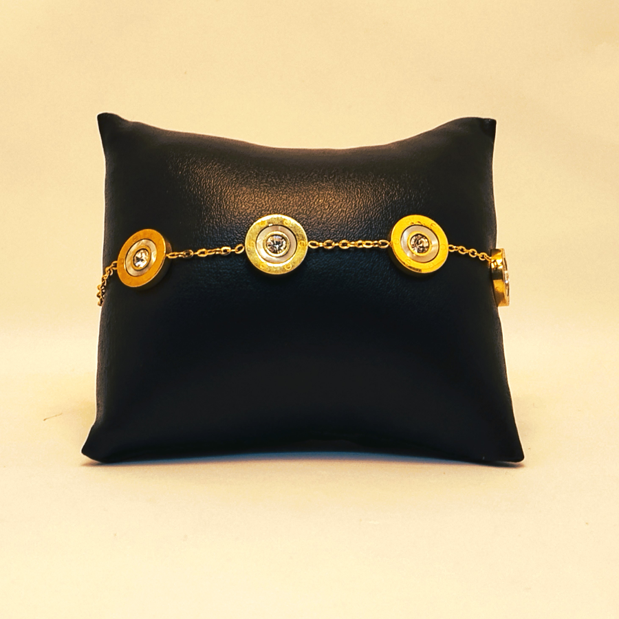 Gold Crystal Charm Bracelet – Five-Stone Adjustable Luxury Chain for Everyday & Occasion Wear - Image 7