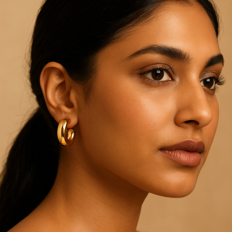 Elegant Minimalist Gold Crescent Hoop Earrings