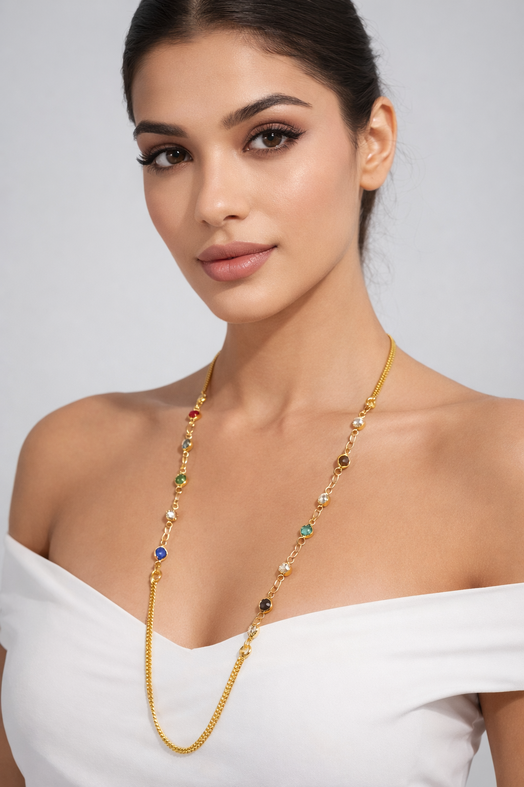 Radiant Multi-Color Crystal Station Necklace